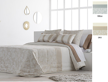 JVR - Edredón bouti doble relleno Jacquard Allure color Oro o Perla
