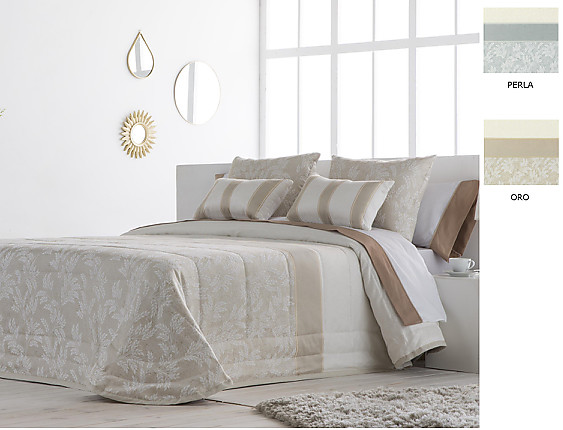JVR - Edredón bouti doble relleno Jacquard Allure color Oro o Perla