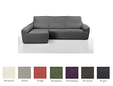 Cañete - Funda para sofá chaise longue Derecha corto Brick goma ancha