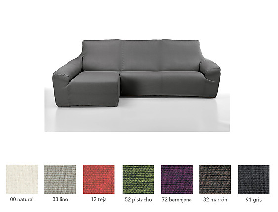 Cañete - Funda para sofá chaise longue Derecha corto Brick goma ancha