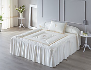 Colcha edredón Jacquard bordada con puntillas Milán con cojín incluído MEDIDA ESPECIAL 2025