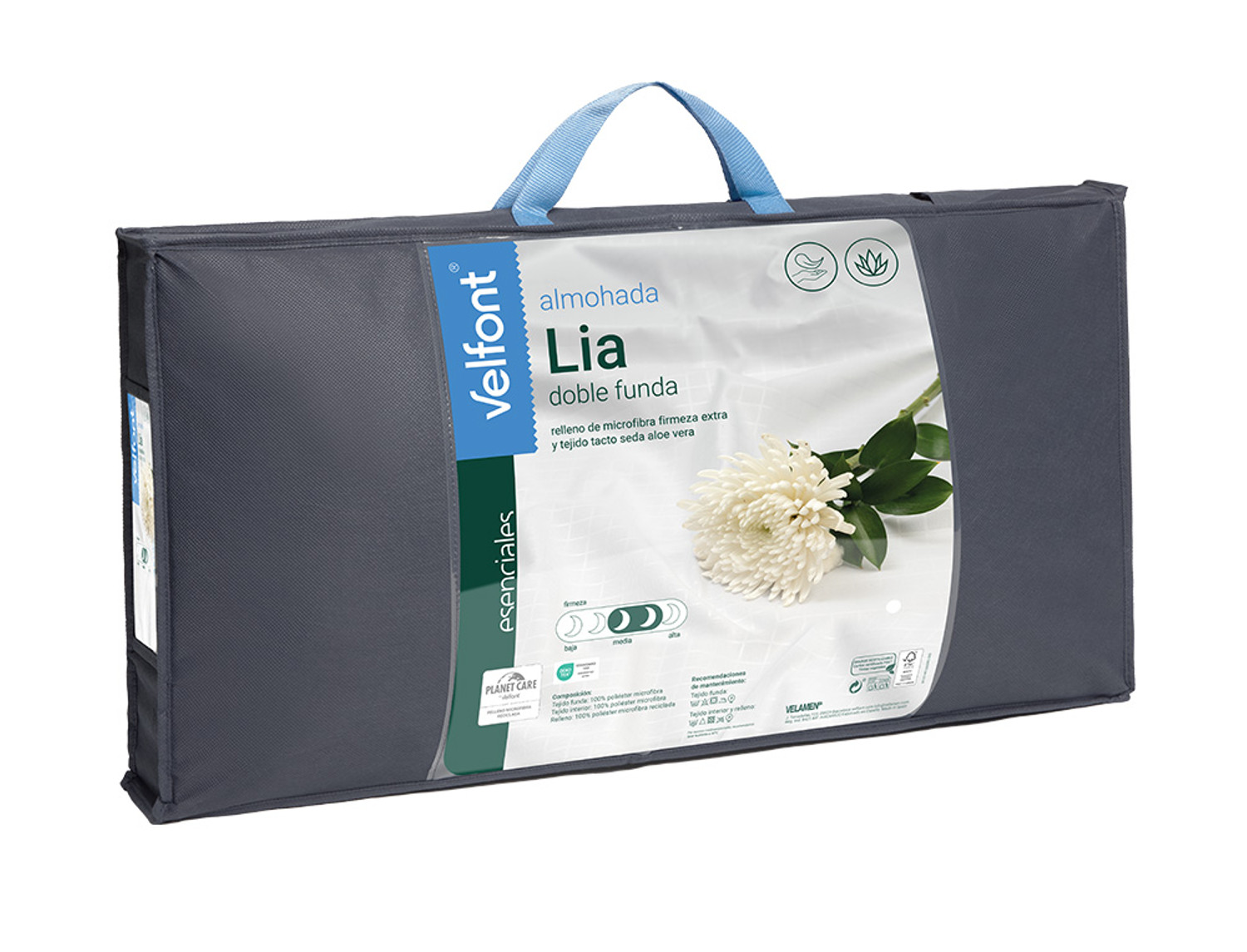 Velfont Almohada Lia Ribete doble funda. Firmeza Media-Alta