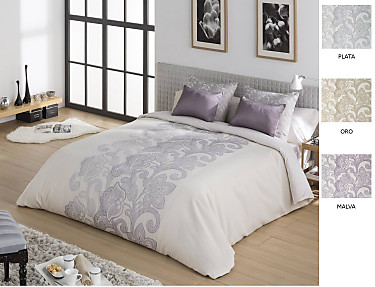 JVR - Funda nórdica Jacquard Daniela color Malva, Oro o Plata