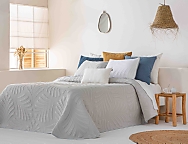 Colcha Jacquard Reversible con fundas de cojín Siero color Gris/Blanco