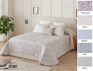 Bouti jacquard Palermo 100gr con fundas de cojín color Blanco, Beige, Maquillaje, Gris o Crema