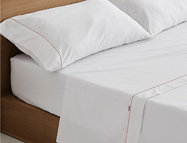 Estelia - Juego de cama Estelia Zahora 100% algodón  200 Hilos blanco con festón