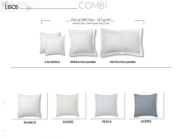 Estelia - Cojín Estelia Combi 100% Algodón Percal 200 Hilos