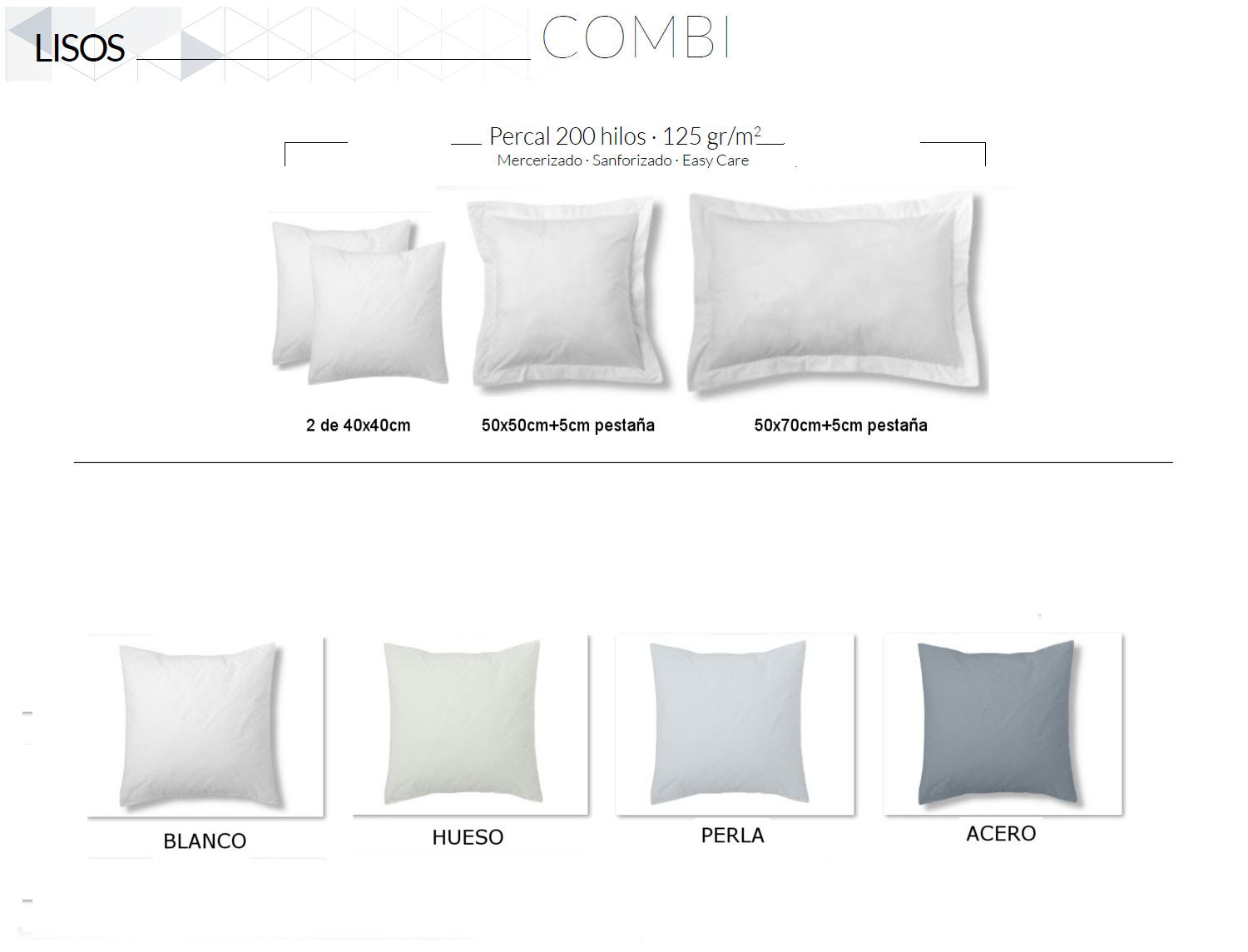 Estelia Cojín Estelia Combi 100% Algodón Percal 200 Hilos