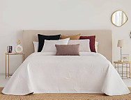 Colcha Jacquard Reversible con fundas de cojín Ariza color Beige/Blanco