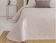 Colcha Jacquard Reversible con fundas de cojín Ariza color Beige/Blanco