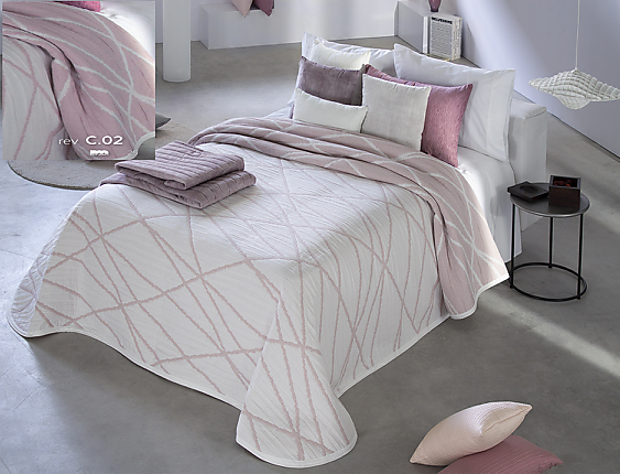 Reig Marti - Colcha Jacquard Reversible Dickie cama 180 color Rosa oferta fin de existencias