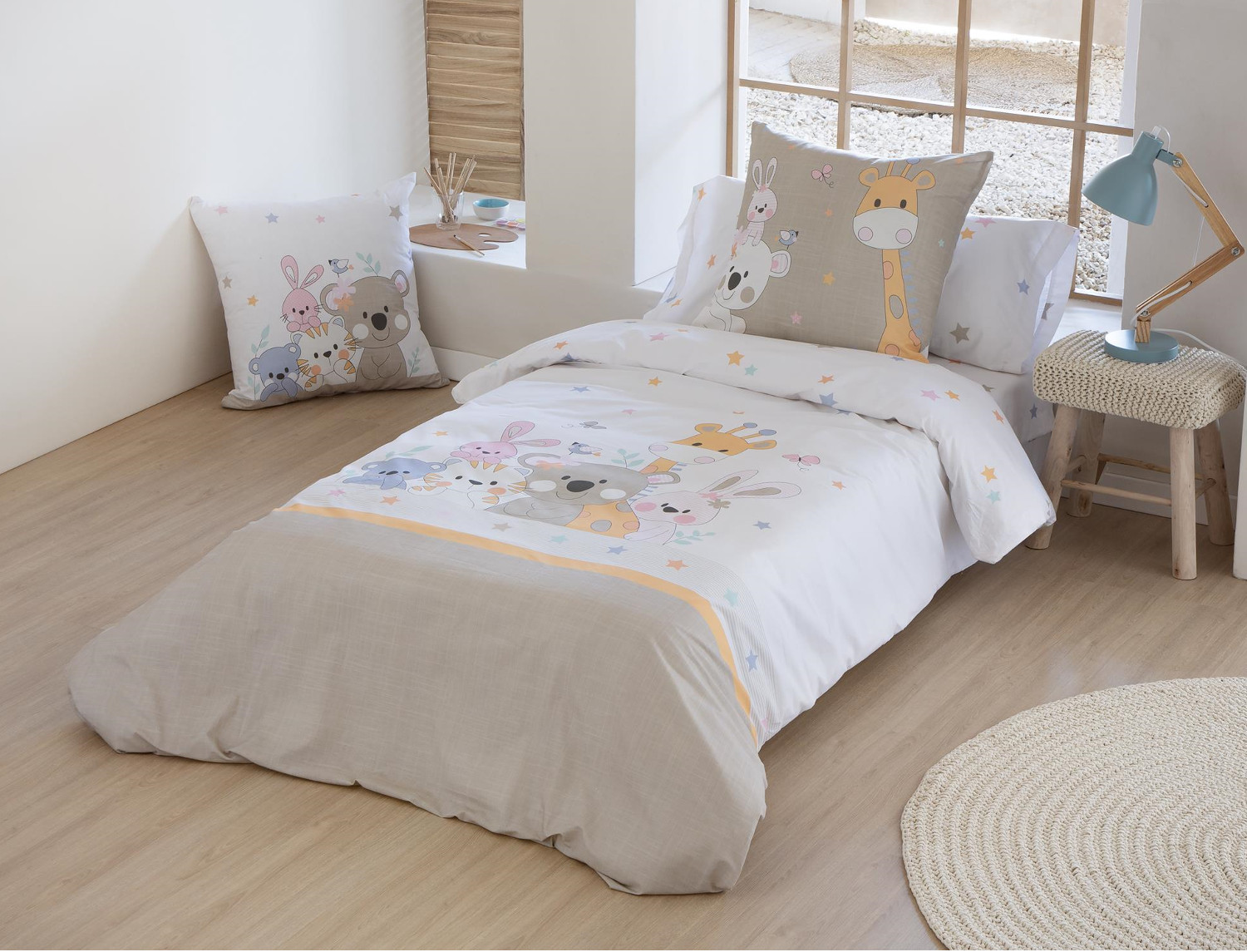 JVR Funda nórdica 100% algodón Reversible Bunny JVR Multicolor