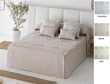 JVR - Colcha edredón Idalia color Beige, Gris o Turquesa