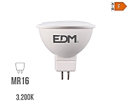 Bombilla dicroica led mr16  8w 12v 780 lm 3200 k luz cálida  5 x 5 cm