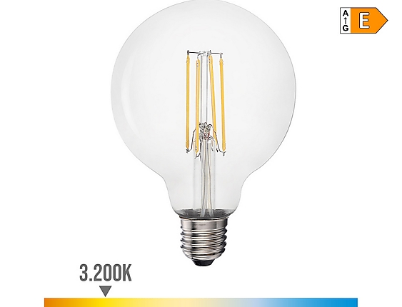 EDM - Bombilla de globo con filamento de led e27 6w 800lm 3200k luz cálida  9,5x14cm