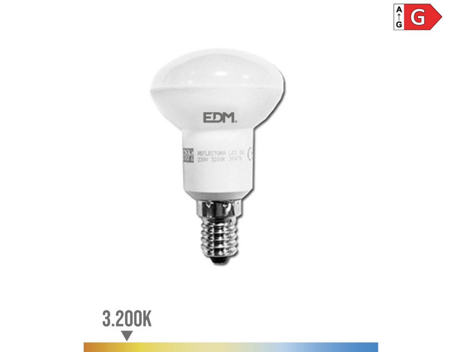 EDM Bombilla reflectora led r50 e14 5w 400lm 3200k luz cálida  50x86mm