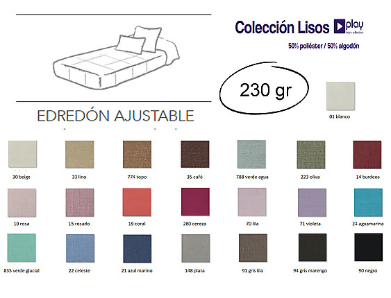 Cañete - Edredón ajustable lisos Play Basic 50/50
