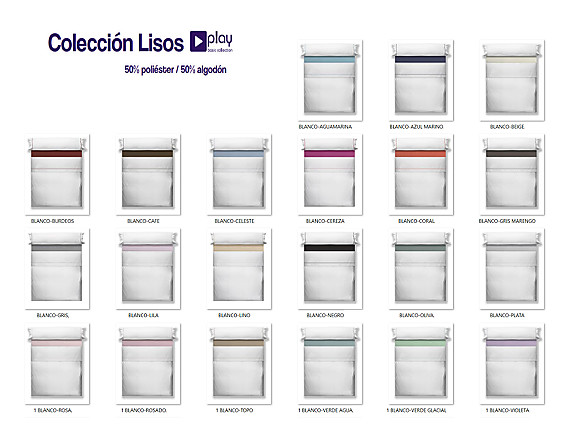 Cañete - Juego de cama lisos Play Basic 50/50 blanco con vivo