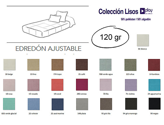 Cañete - Edredón ajustable lisos Play Basic 50/50 especial entretiempo 120gr