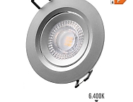 Downlight led empotrable redondo 5 w 6400 k luz fría color cromo  9 cm