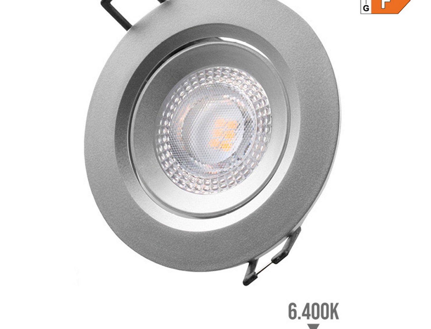 EDM Downlight led empotrable redondo 5 w 6400 k luz fría color cromo  9 cm