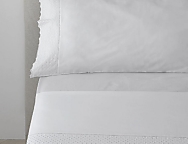 Juego de cama Estelia Valeria 100% algodón satén 300 Hilos color Blanco con cenefa bordada