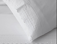 Juego de cama Estelia Valeria 100% algodón satén 300 Hilos color Blanco con cenefa bordada