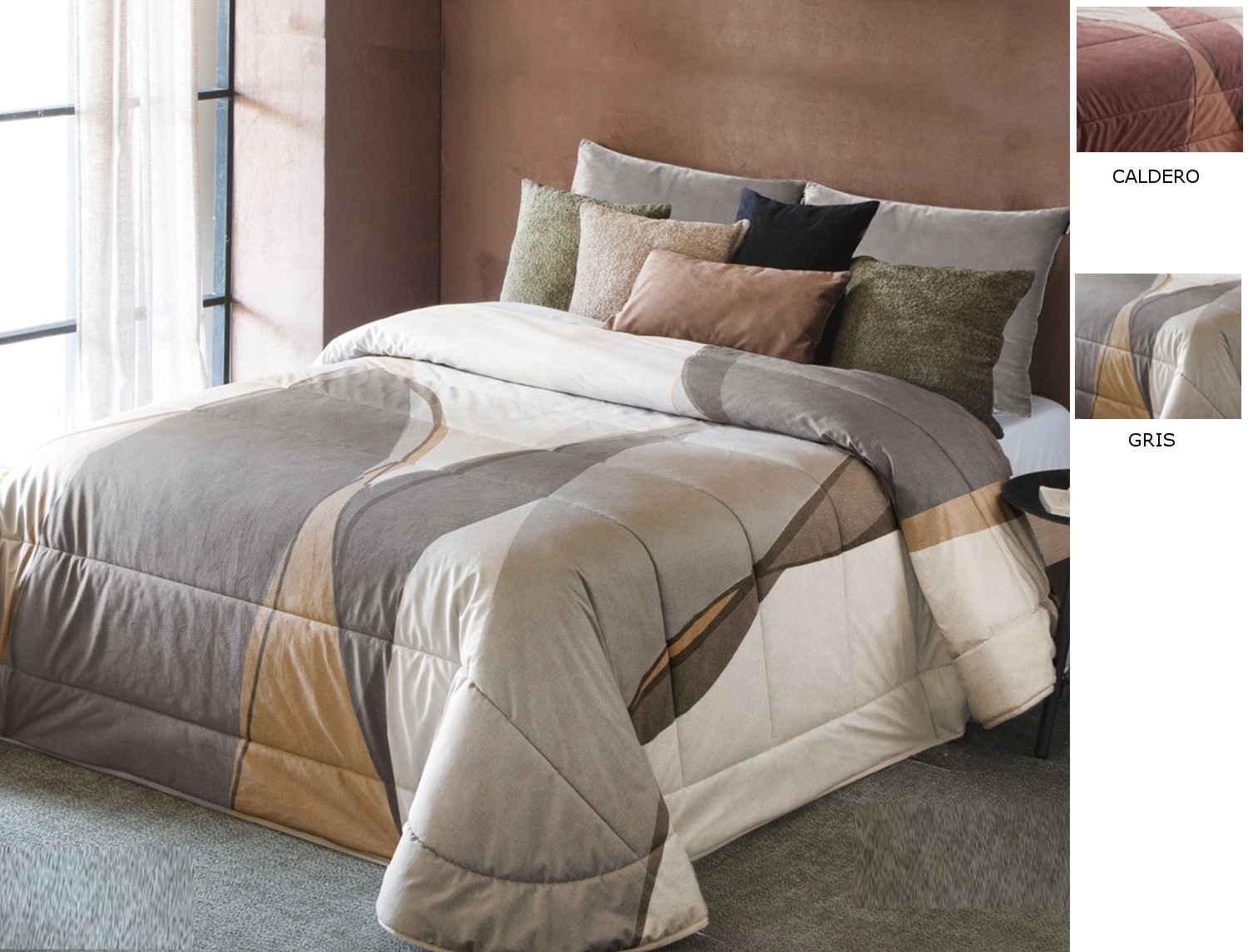 Antilo Textil Edredón bouti de terciopelo Alma con funda/s de cojín color Caldera o Gris