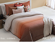 Edredón bouti de terciopelo Eros con funda/s de cojín color Caldera o Verde