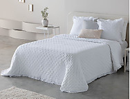 Edredón bouti Adelia con puntilla y funda/s de cojín color Blanco o Lino