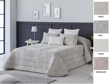 Textilia - Edredón jacquard Bari 200gr con fundas de cojín color Beige, Crema, Gris o Maquillaje