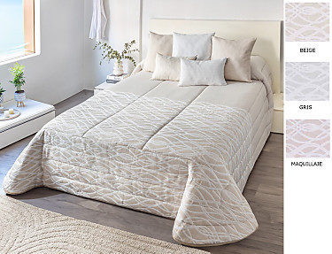 Textilia - Bouti jacquard Buda 100gr con fundas de cojín color Beige, Maquillaje o Gris