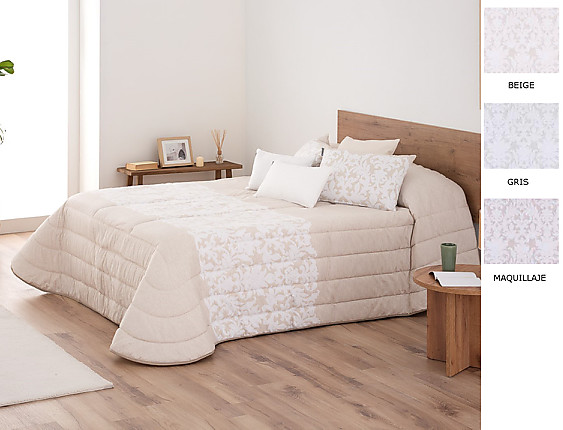 Textilia - Edredón Sherpa Jacquard Cristobal con fundas de cojín color Beige, Maquillaje o Gris