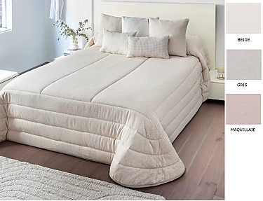 Textilia - Edredón jacquard Nelson 200gr con fundas de cojín color Beige, Maquillaje o Gris