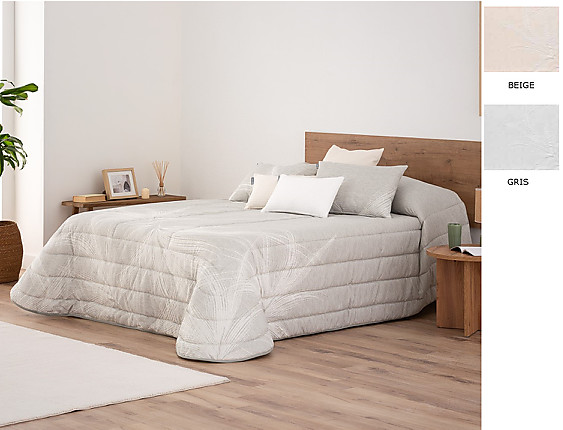 Textilia - Edredón jacquard Nazaret 200gr con fundas de cojín color Beige o Gris