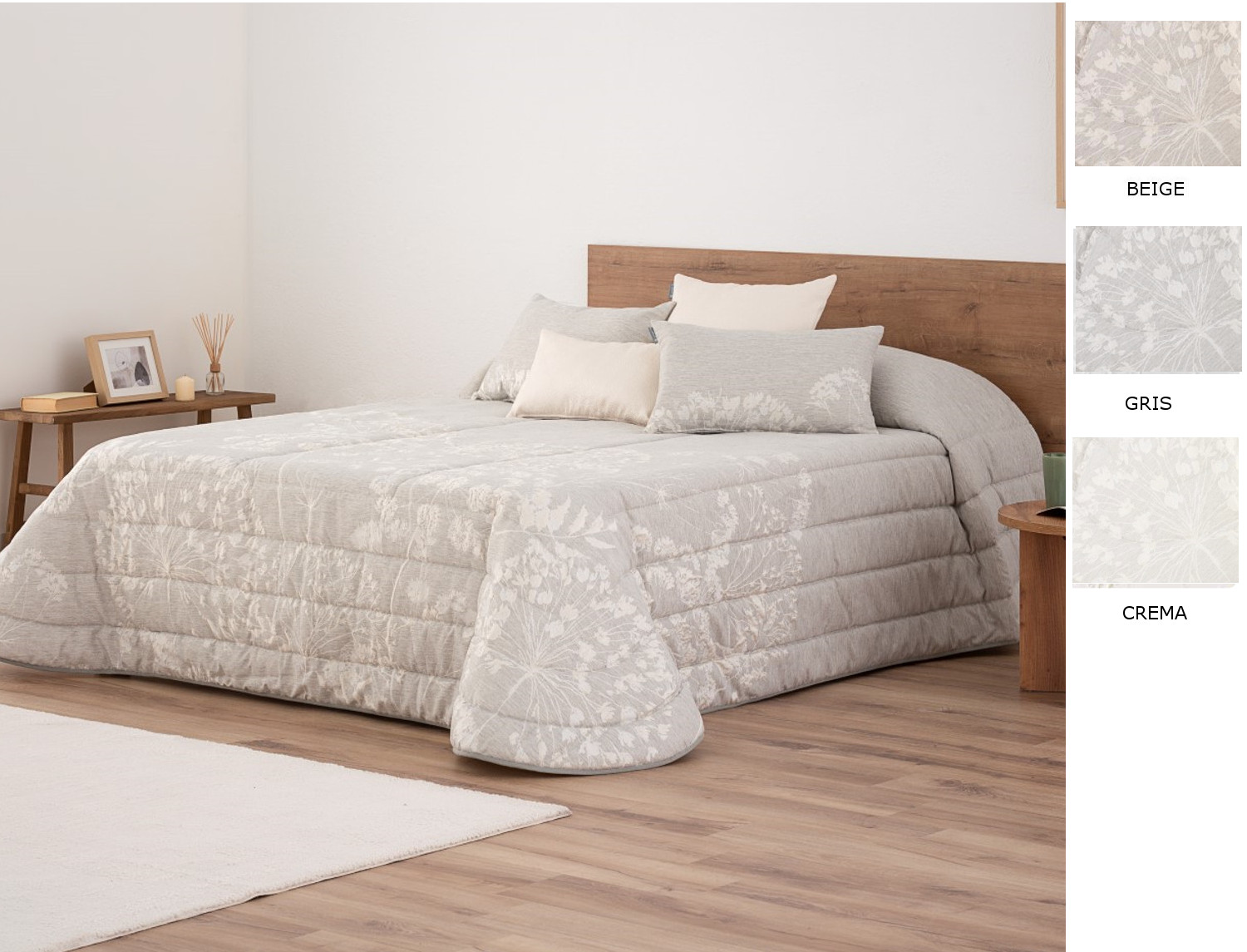 Textilia Edredón jacquard Morgan 200gr con fundas de cojín color Beige, Crema o Gris