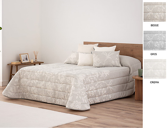 Textilia - Edredón Sherpa Jacquard Nikola con fundas de cojín color Beige, Gris o Crema