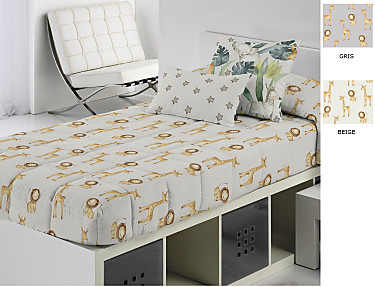 Cañete - Edredón ajustable Nala A color Beige o Gris