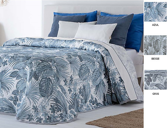 Cañete - Colcha Jacquard Benur color Azul, Beige o Gris