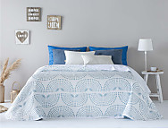 Colcha Jacquard Lorba color Azul, Beige o Rosa