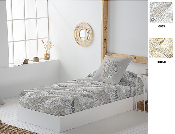 JVR - Edredón ajustable 100% Algodón Delhi color Beige o Gris