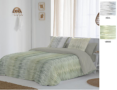 JVR - Funda nórdica 100% algodón Einar color Azul o Verde