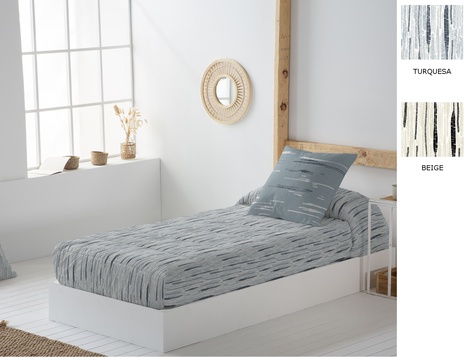 JVR Edredón ajustable 100% Algodón Nepal color Beige o Turquesa