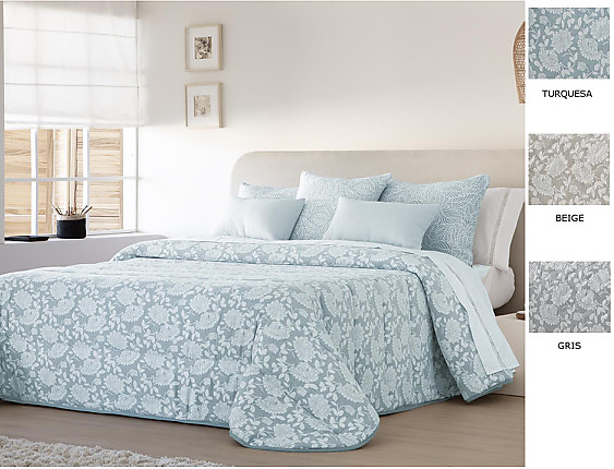 JVR - Edredón Conforter Nórdico Jacquard Elis color Beige, Gris o Turquesa