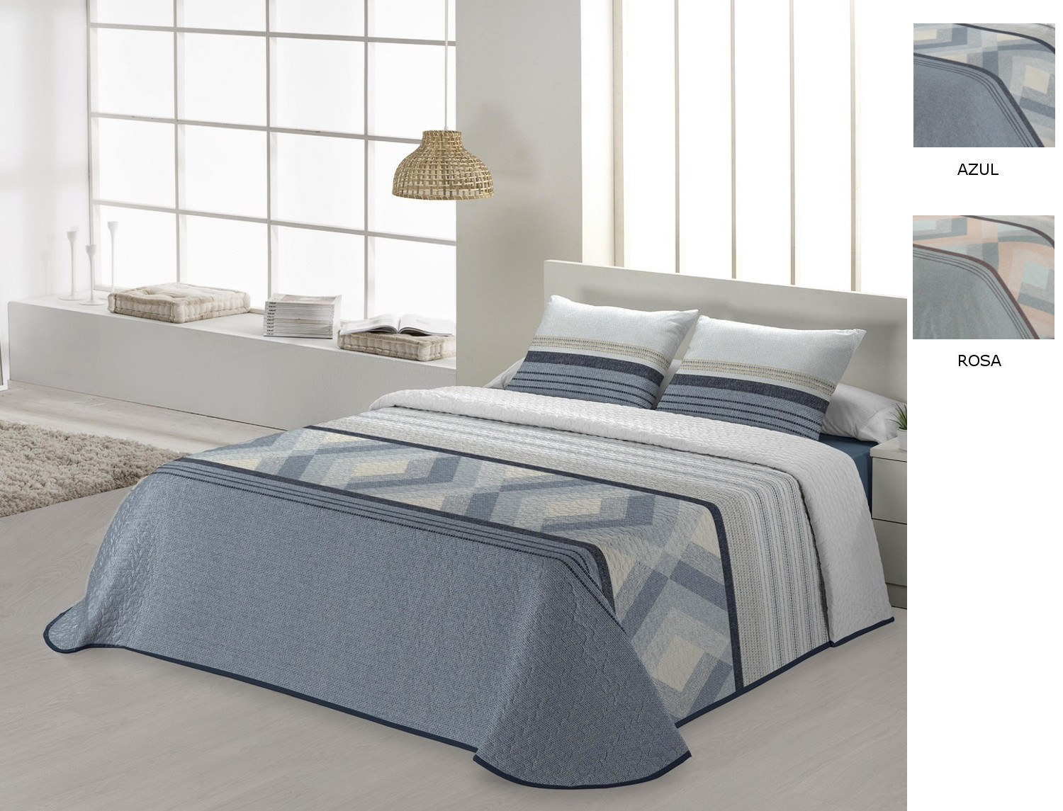 JVR Colcha Bouti Colman color Azul o Rosa