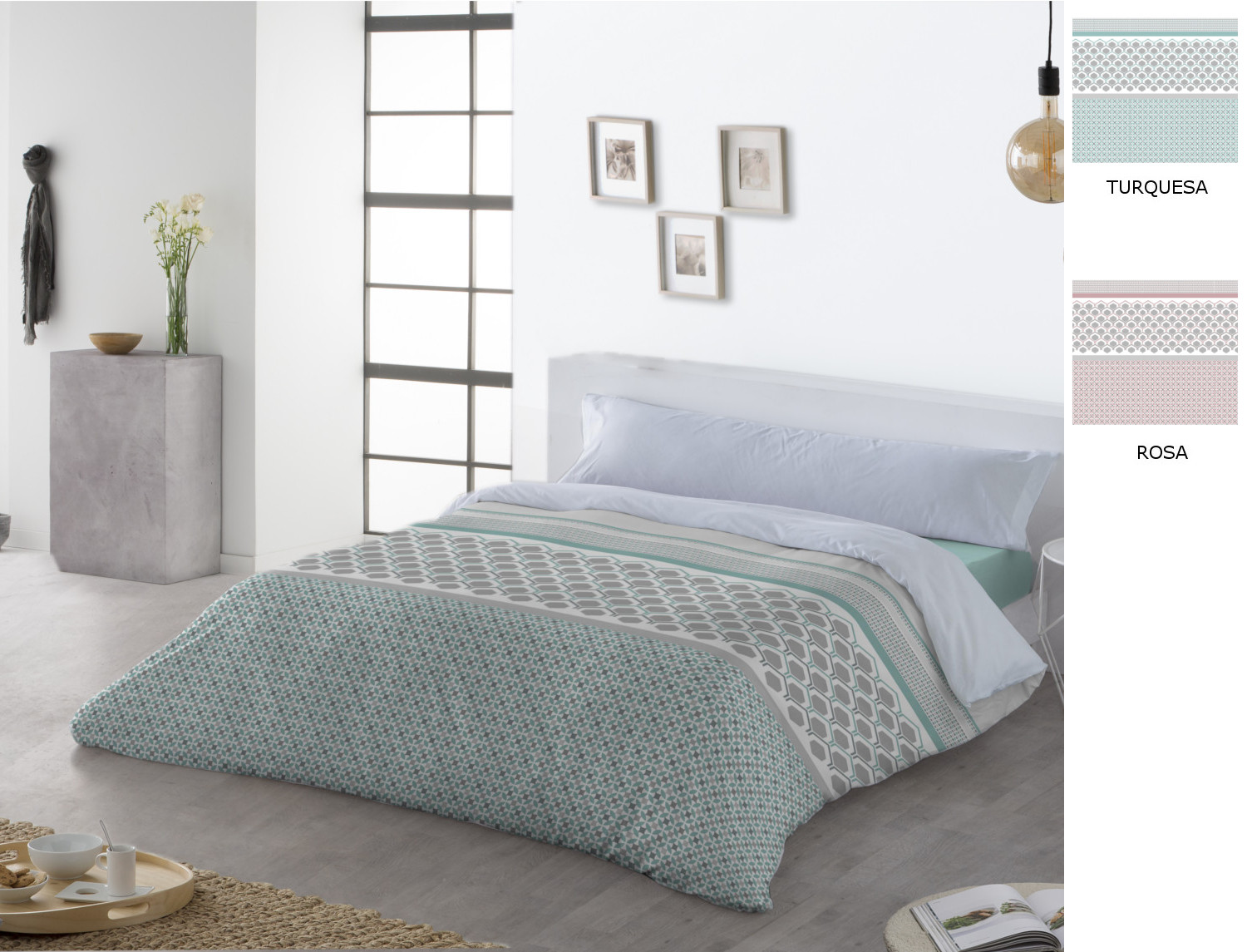 JVR Funda nórdica Haití color Rosa o Turquesa
