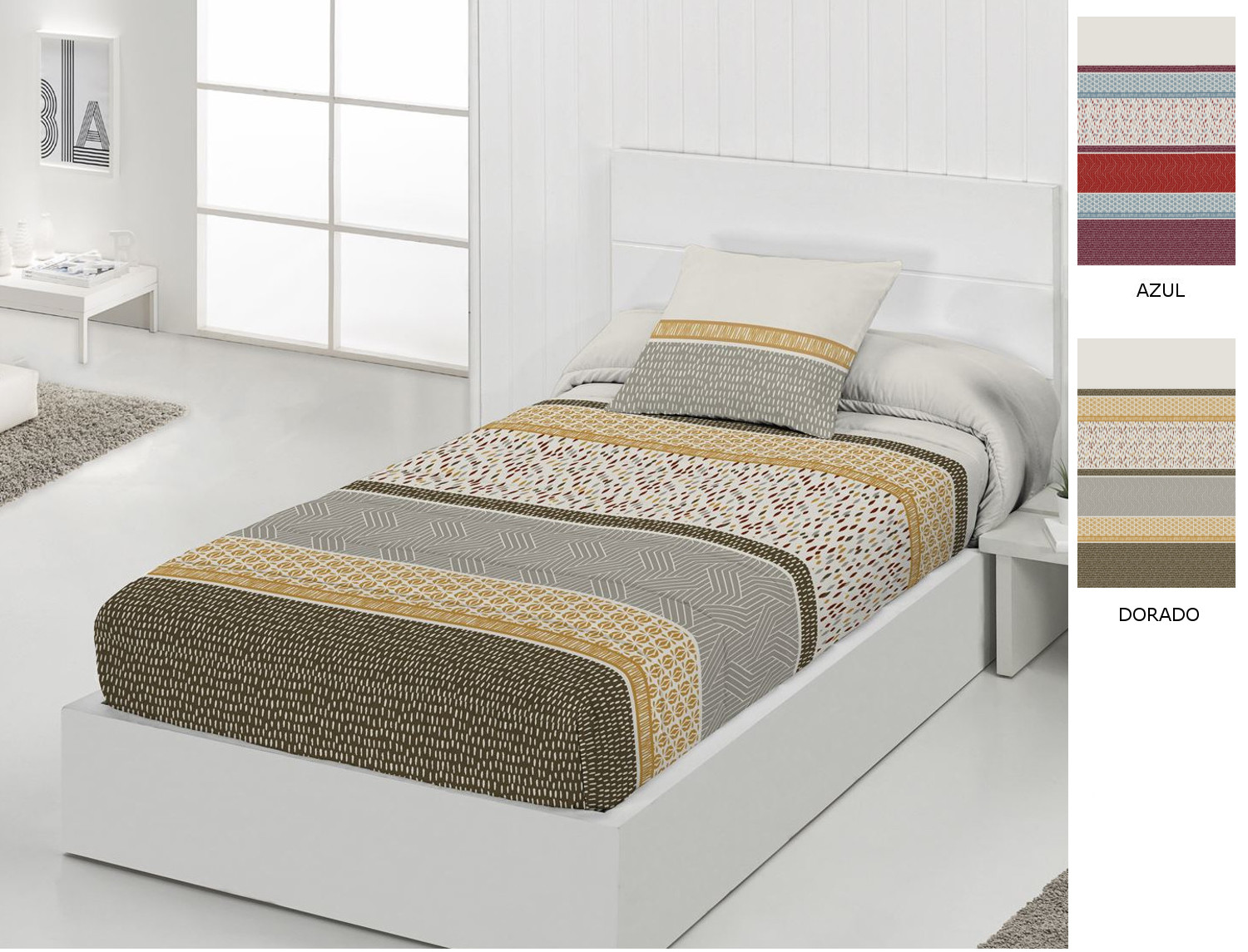 JVR Edredón ajustable Lanes color Azul/Rojo o Dorado