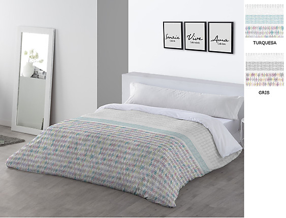 JVR - Funda nórdica Miami color Gris o Turquesa