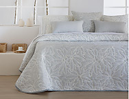 Colcha Piqué Jacquard Reversible Nenufar color Beige o Gris