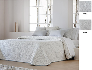 JVR - Colcha Piqué Jacquard Reversible Nenufar color Beige o Gris